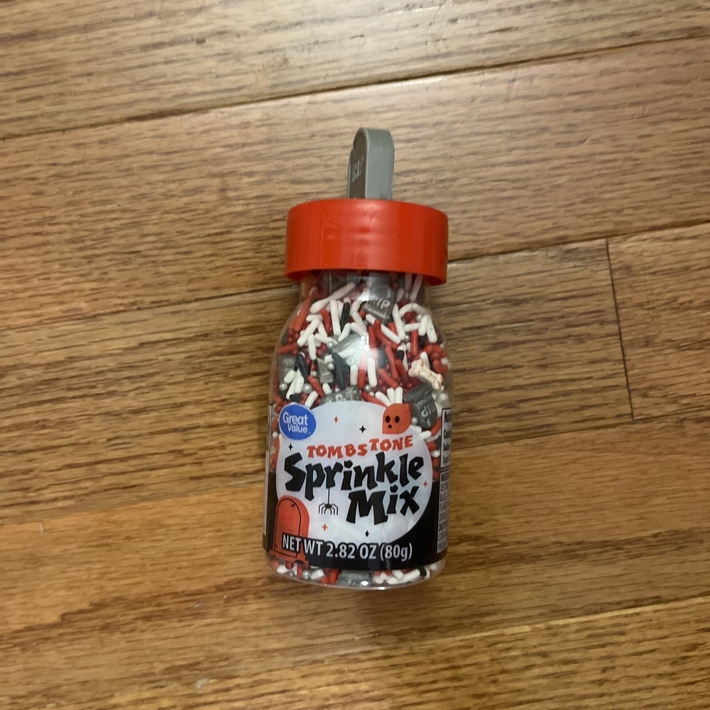 Great Value Halloween Sprinkle Mix Black White Red w/ Tombstones 2.82 oz each